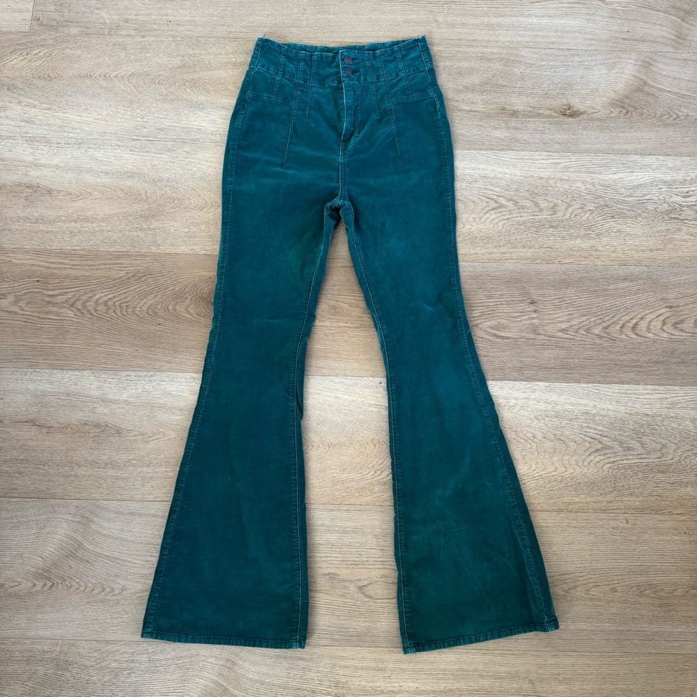 Free People We The Free Jayde Cord Flare Pants 29 Green - Picture 2 of 9